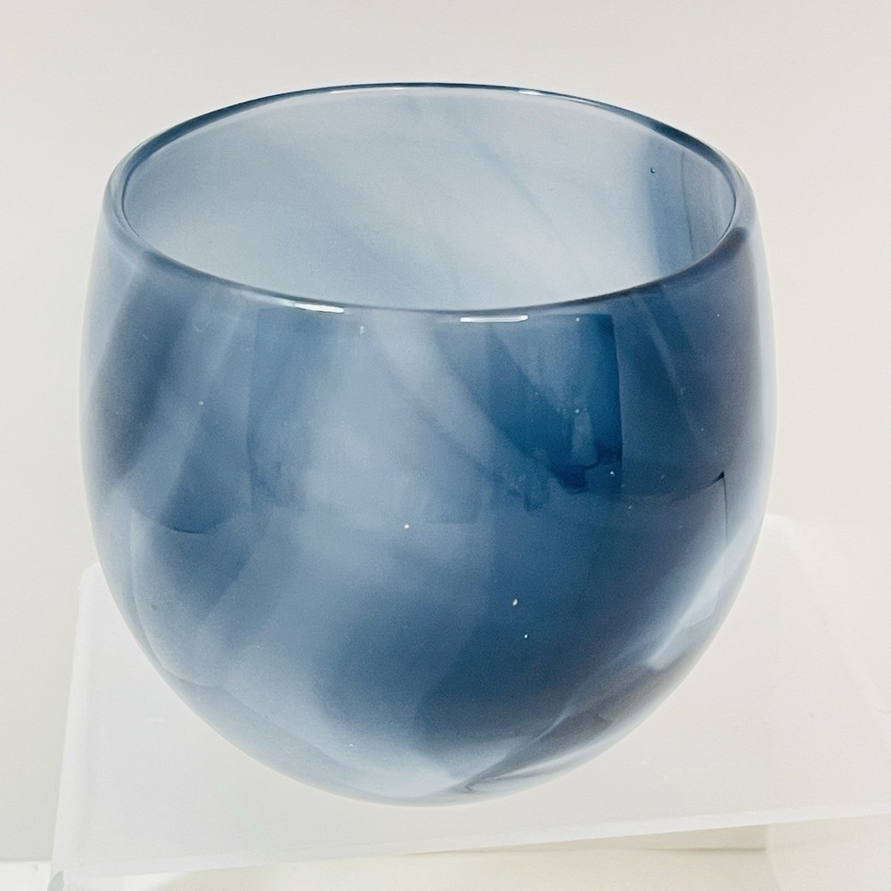 Dark And Stormy Drinker Glassybaby - Purple Periwinkle White Swirl‎